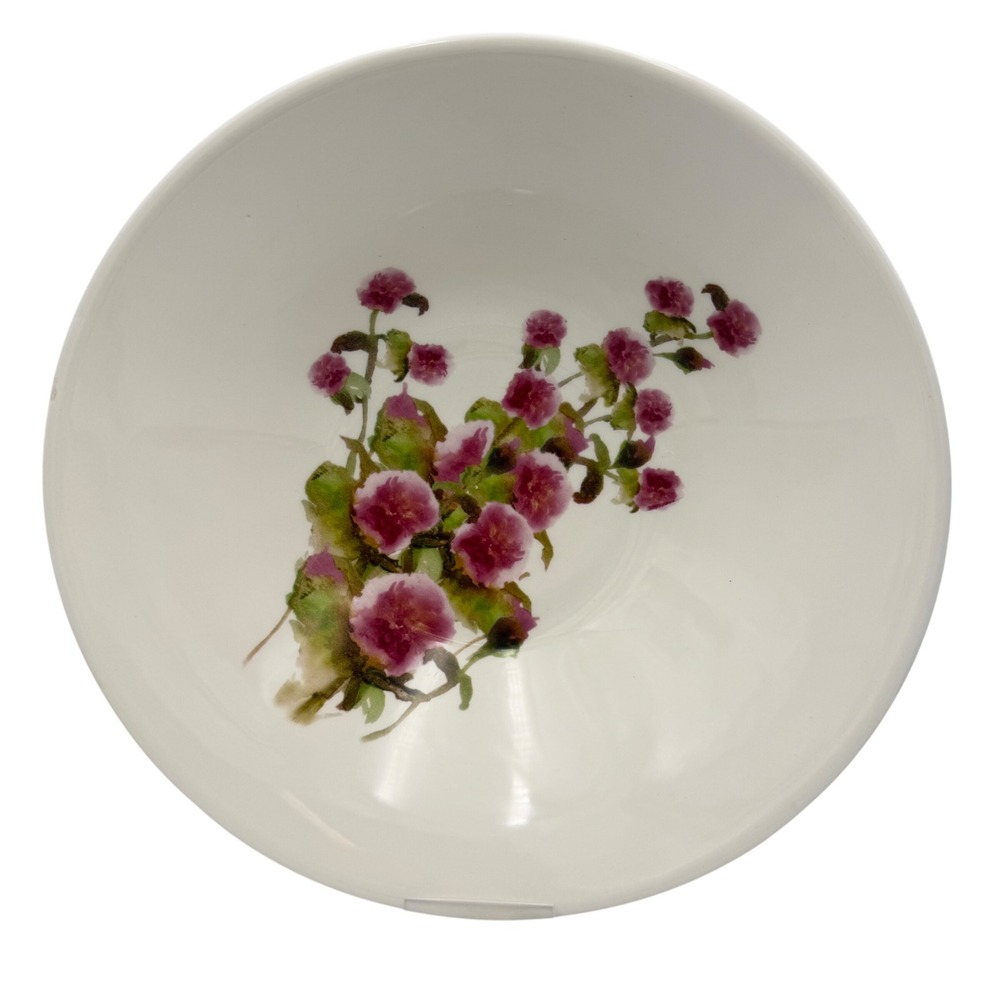 Vtg Ceramica Cuore Italy Large Serving Bowl Pasta Pink Rose Floral Flowers 12.5"